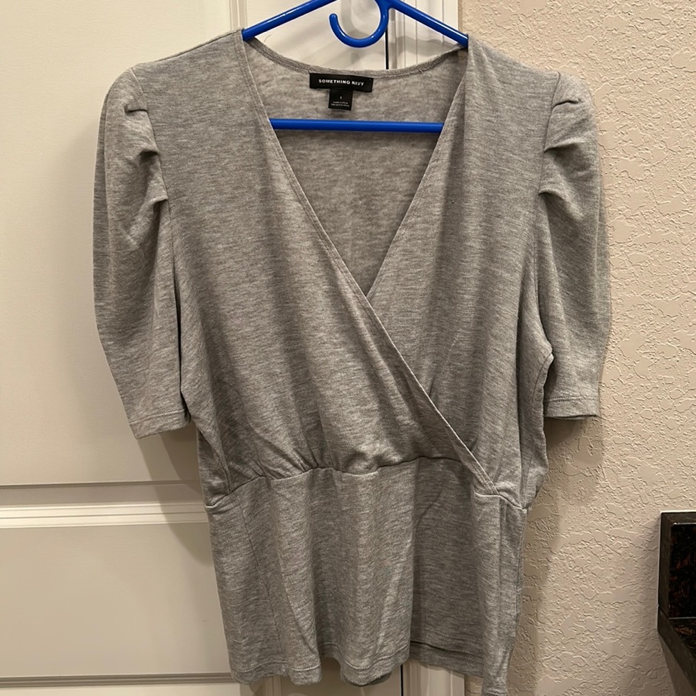 Something Navy V-Neck Top